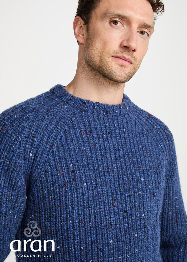 Men's Fisherman Rib Nepped Sweater | Blue