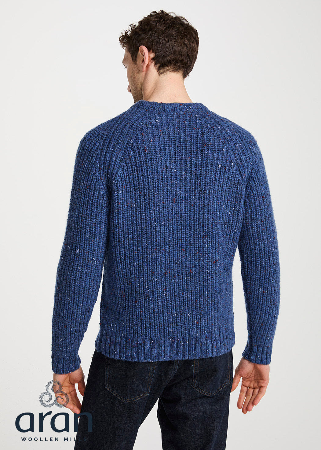 Men's Fisherman Rib Nepped Sweater | Blue