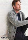 Men's Fisherman Rib Shawl Cardigan | Grey