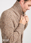 Men's Fisherman Rib Shawl Cardigan | Brown