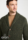 Men's Fisherman Rib Shawl Cardigan | Green