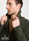 Men's Fisherman Rib Shawl Cardigan | Green