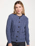 Women's Aran Cardigan in Denim Blue