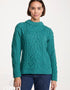 St. Bridget's Weave Aran Sweater in Teal | Aran Woollen Mills