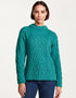 St. Bridget's Weave Aran Sweater in Teal | Aran Woollen Mills
