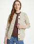 Ladies Aran Cardigan in Flecked Cream | 100% Wool