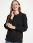 Inagh Ladies Aran Cardigan | Charcoal Worsted Wool