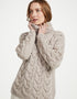 Women's Aran Cowl Neck Chunky Sweater | Oatmeal