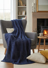 Aran Patchwork Blanket | Midnight Navy