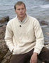 Men's Dublin Shawl Collar Aran Sweater | Natural Merino Wool
