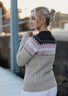 Ladies Slim-Fit Aran Fairisle Sweater | Camel