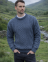 Irish Aran Sweater | Denim Blue | 100% Pure Wool