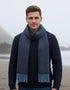 Cashmere Merino Scarf | Navy Blue Herringbone
