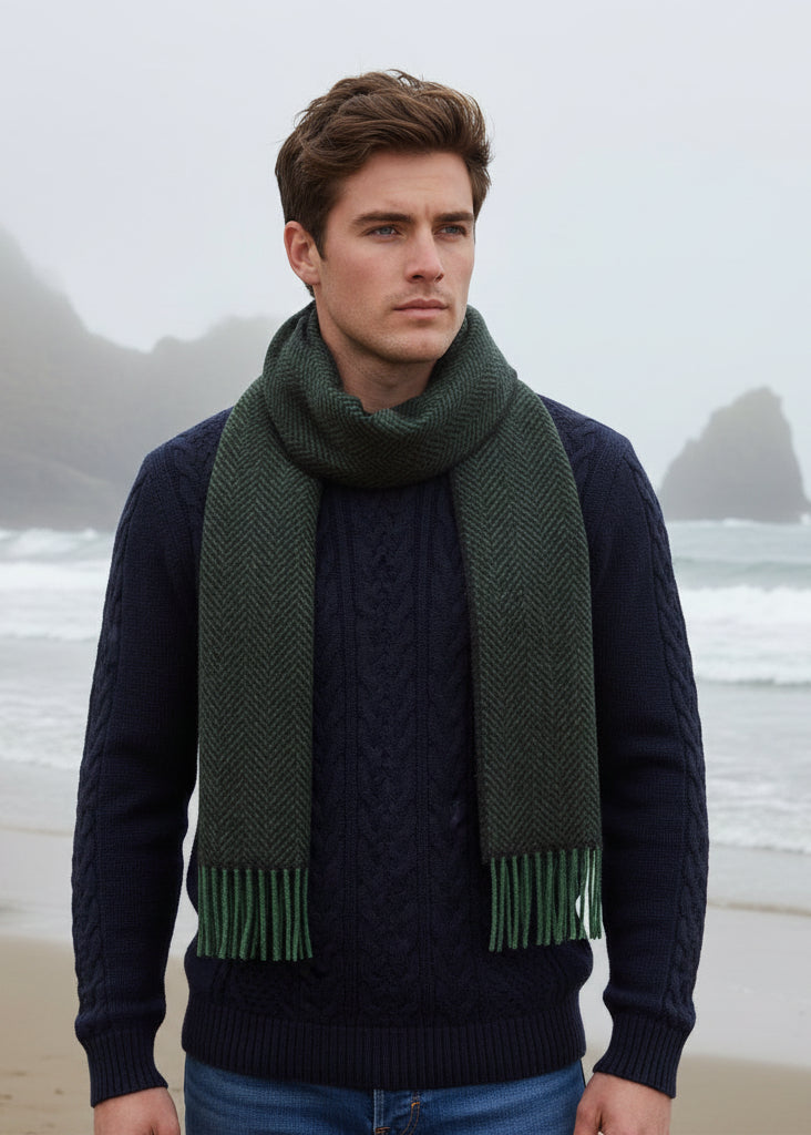Cashmere Merino Scarf | Green Charcoal