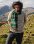 Irish Cashmere Merino Scarf - Green Beige Herringbone Check | John Hanly