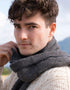 Cashmere Merino Scarf | Charcoal Beige Herringbone