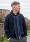 Cashmere Merino Scarf | Navy Denim Blue Stripe