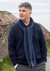 Cashmere Merino Scarf | Navy Denim Blue Stripe