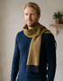 Cashmere Merino Scarf | Mustard Navy Herringbone