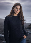 Ladies Slim-Fit Aran Sweater | Navy