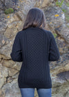 Ladies Slim-Fit Aran Sweater | Navy