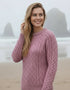 Ladies Slim-Fit Aran Sweater | Pink
