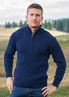 Aran Half Zip Sweater | Deep Water Blue