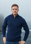 Aran Half Zip Sweater | Deep Water Blue