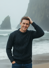 Unisex Aran Sweater | Navy Green Mix - Clearance