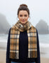 Irish Wool Scarf Short Beige Orange Check