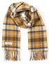 Irish Wool Scarf Short Beige Orange Check