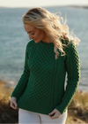 Ladies Slim-Fit Aran Sweater | Green