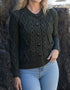 Ladies Aran Cardigan | Army Green