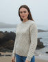 Unisex Aran Wool Sweater | Flecked Cream