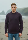 Roll Neck Merino Wool Fisherman Sweater | Purple Fleck