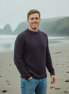 Roll Neck Merino Wool Fisherman Sweater | Purple Fleck