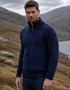 Full Zip Mens Merino Wool Aran Cardigan | DWB