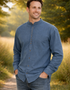 Irish Grandfather Shirt | Ink Blue Cotton Linen Blend | Civilian