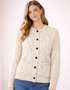 Ladies Aran Cardigan in Flecked Cream | 100% Wool