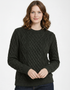 Unisex Aran Worsted Wool Sweater - Traditional Irish Cable Knit | Army Green