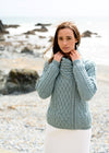 Aran Bikers Claddagh Side Zip Cardigan | Aqua