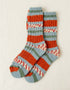 Soft Merino Wool Fair Isle Socks | Orange Grey Green