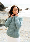 Aran Bikers Claddagh Side Zip Cardigan | Aqua