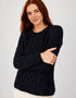 Lambay Aran-Pullover für Damen – Marineblau | 100 % Merinowolle | IrelandsEye – Abverkauf