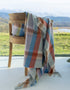 John Hanly Large Blue Green Lilac Peach Throw