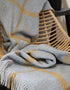 Merino Lambswool Blanket Grey Mustard Check