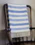 John Hanly Merino Wolldecke Denim & Weiß gestreift