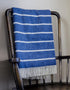 John Hanly Denim White Horizontal Stripe Throw