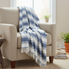 John Hanly Merino Blue & White Stripe Blanket