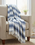 John Hanly Merino Blue & White Stripe Blanket